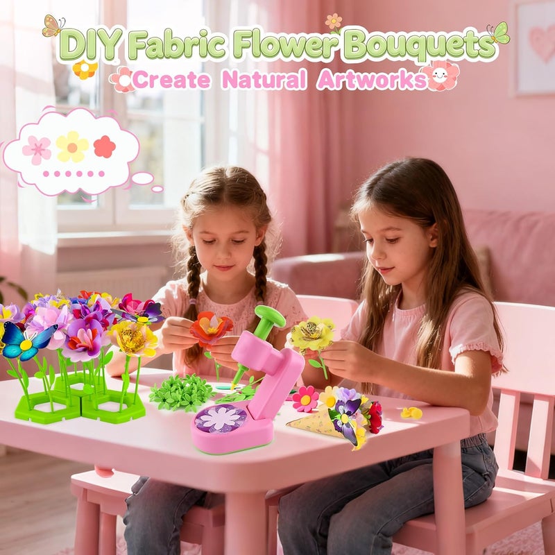 Nicella Fabric Flower Bouquets Toys,Flower Making Kit-DIY Craft Kits Toys for Kids,DIY Build Your Flowers Bouquet, Arts and Crafts for 3 4 5 6 7 8+Year Old Girl Birthday Gifts Ideas - Image 3